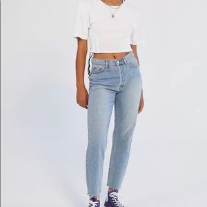uo bdg light wash high-waisted slim straight jean